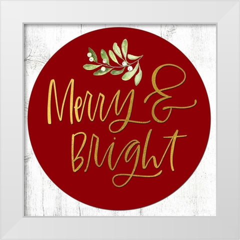 Merry and Bright White Modern Wood Framed Art Print by Wieners, Valerie