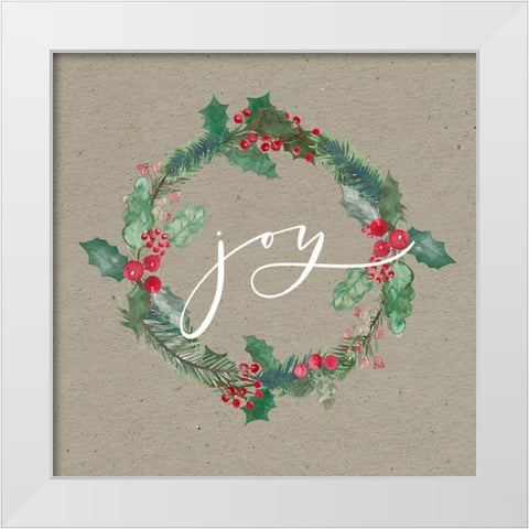 Joy Wreath White Modern Wood Framed Art Print by Wieners, Valerie
