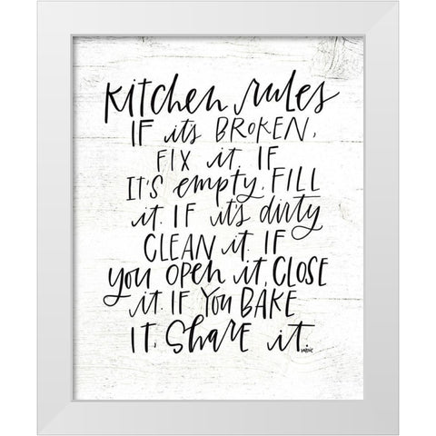 Kitchen Rules White Modern Wood Framed Art Print by Wieners, Valerie