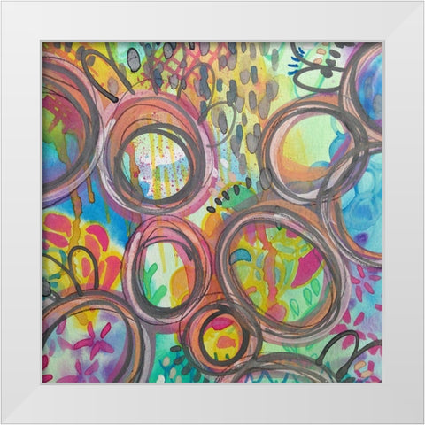 Rounds White Modern Wood Framed Art Print by Wieners, Valerie