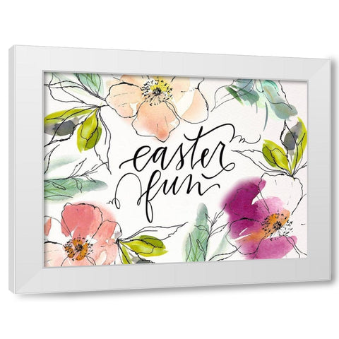 Easter Fun Floral White Modern Wood Framed Art Print by Wieners, Valerie