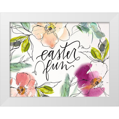 Easter Fun Floral White Modern Wood Framed Art Print by Wieners, Valerie