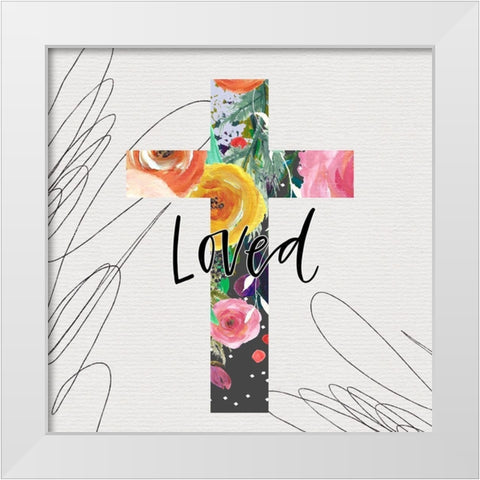 Loved Cross White Modern Wood Framed Art Print by Wieners, Valerie