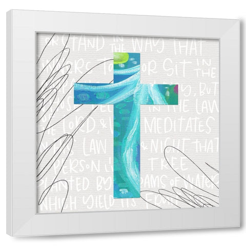 Blue Cross White Modern Wood Framed Art Print by Wieners, Valerie