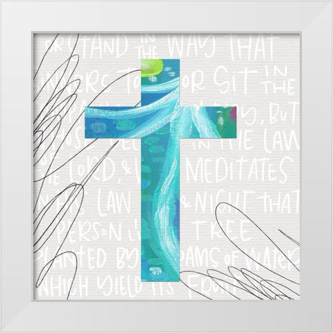 Blue Cross White Modern Wood Framed Art Print by Wieners, Valerie