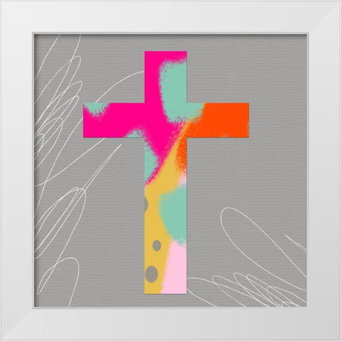 Abstract Cross White Modern Wood Framed Art Print by Wieners, Valerie