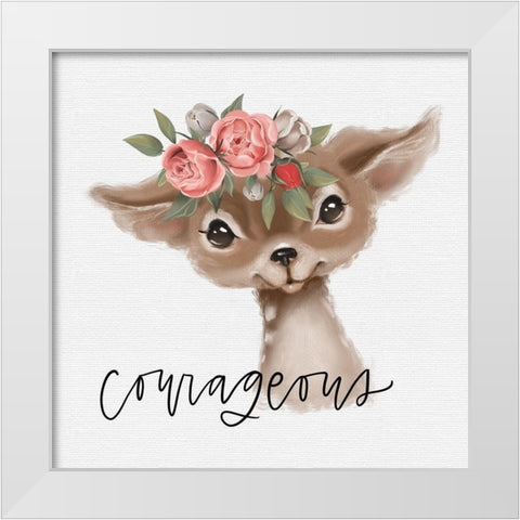 Courageous Deer White Modern Wood Framed Art Print by Wieners, Valerie