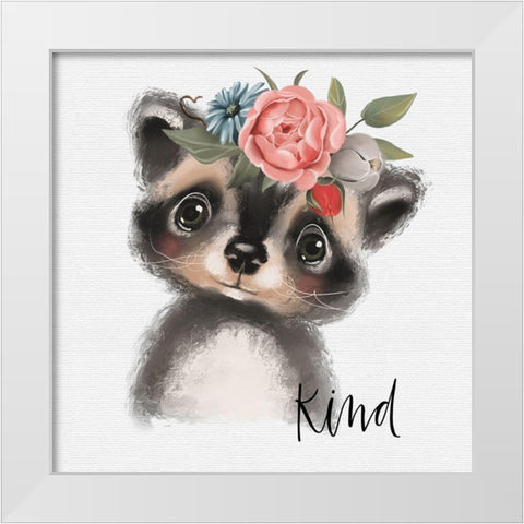 Kind Raccoon White Modern Wood Framed Art Print by Wieners, Valerie