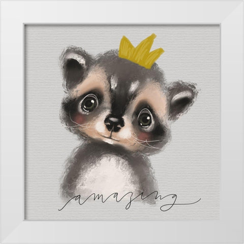 Amazing Raccoon White Modern Wood Framed Art Print by Wieners, Valerie