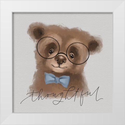 Thoughtful Bear White Modern Wood Framed Art Print by Wieners, Valerie