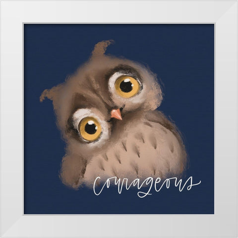 Courageous Owl White Modern Wood Framed Art Print by Wieners, Valerie