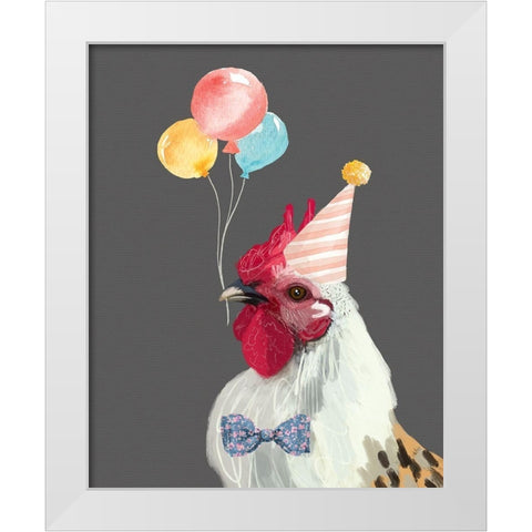 Rooster Bday White Modern Wood Framed Art Print by Wieners, Valerie