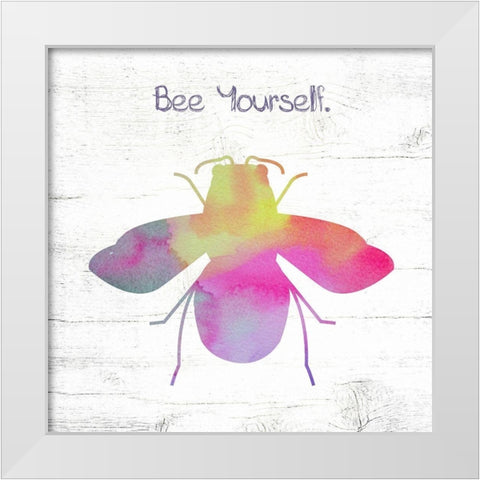 Bee Yourself White Modern Wood Framed Art Print by Wieners, Valerie