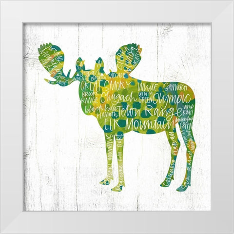 Moose White Modern Wood Framed Art Print by Wieners, Valerie
