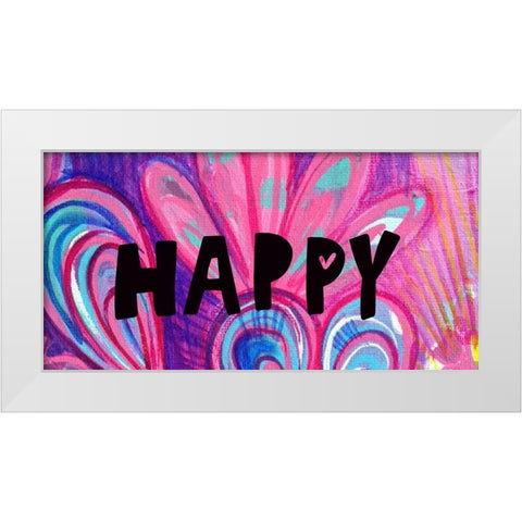 Happy   White Modern Wood Framed Art Print by Wieners, Valerie