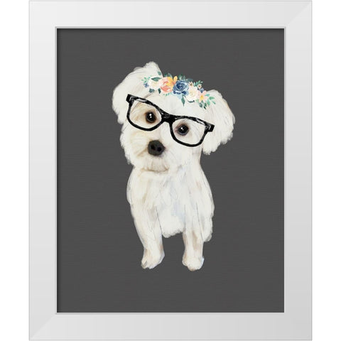 Morkie White Modern Wood Framed Art Print by Wieners, Valerie