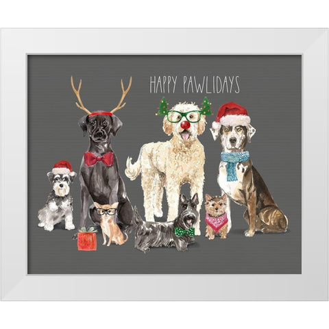 Holiday Dogs White Modern Wood Framed Art Print by Wieners, Valerie