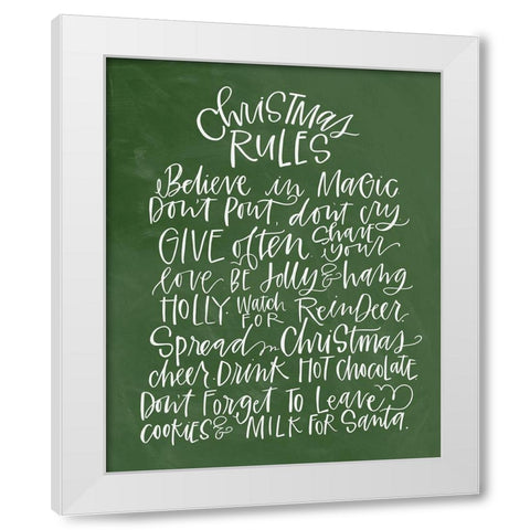 Christmas Rules - Green White Modern Wood Framed Art Print by Wieners, Valerie