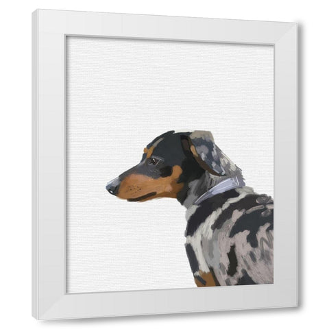 Small Pup White Modern Wood Framed Art Print by Wieners, Valerie