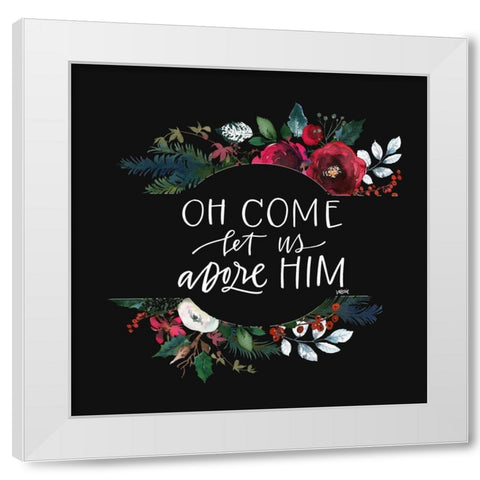 Let Us Adore Him White Modern Wood Framed Art Print by Wieners, Valerie