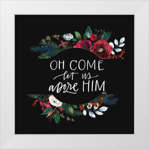 Let Us Adore Him White Modern Wood Framed Art Print by Wieners, Valerie