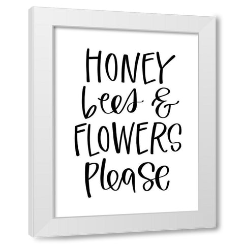 Honey Bees White Modern Wood Framed Art Print by Wieners, Valerie