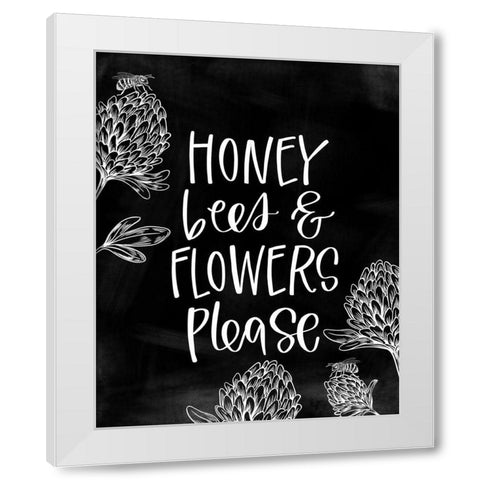 Honey Bees White Modern Wood Framed Art Print by Wieners, Valerie