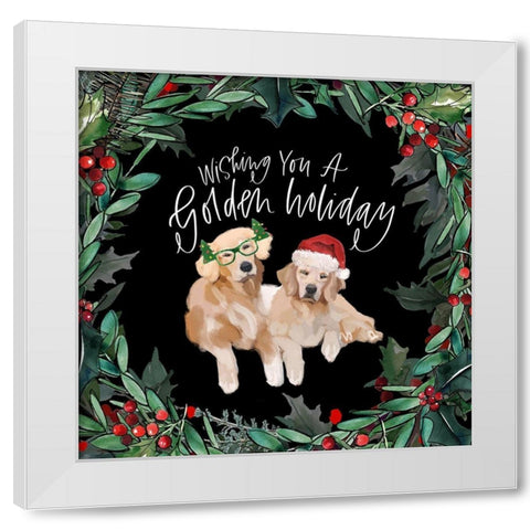 Golden Holiday White Modern Wood Framed Art Print by Wieners, Valerie