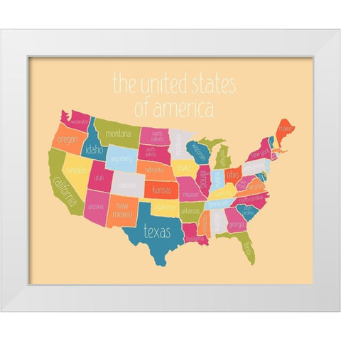 State Map White Modern Wood Framed Art Print by Wieners, Valerie