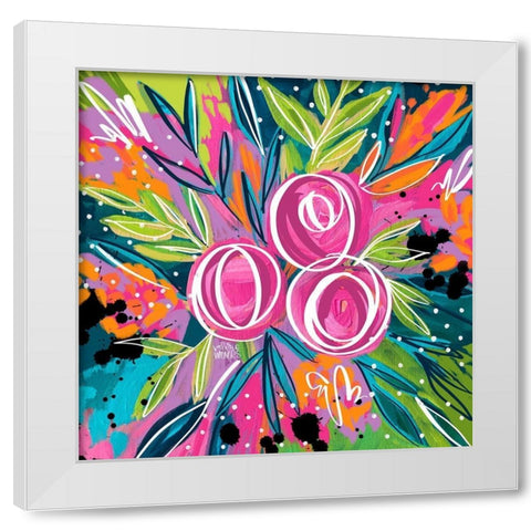 Pink Floral White Modern Wood Framed Art Print by Wieners, Valerie