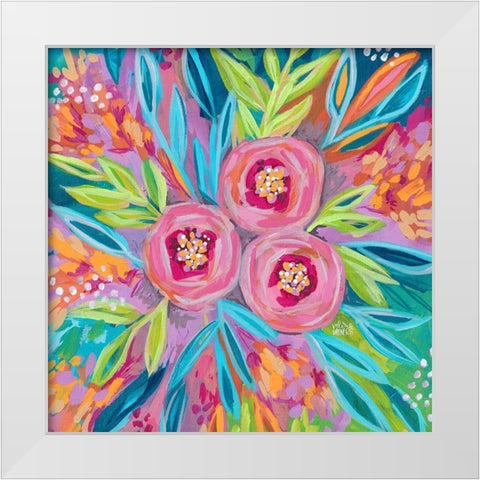 Bright Painted Floral White Modern Wood Framed Art Print by Wieners, Valerie
