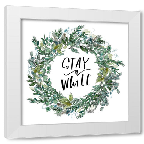 Stay Wreath White Modern Wood Framed Art Print by Wieners, Valerie