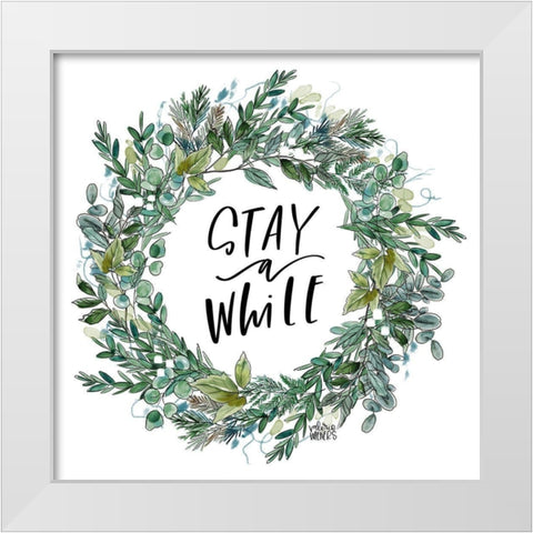Stay Wreath White Modern Wood Framed Art Print by Wieners, Valerie
