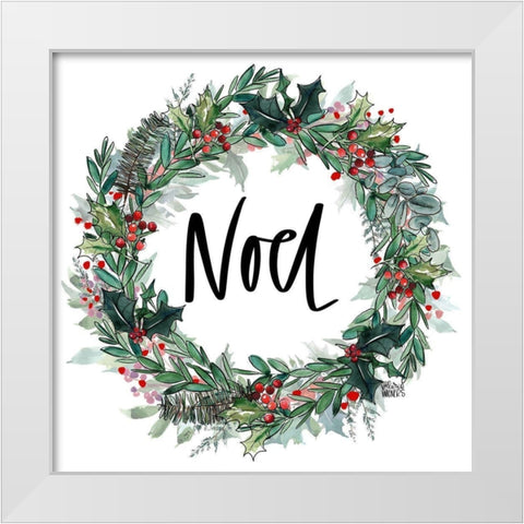 Noel Wreath White Modern Wood Framed Art Print by Wieners, Valerie