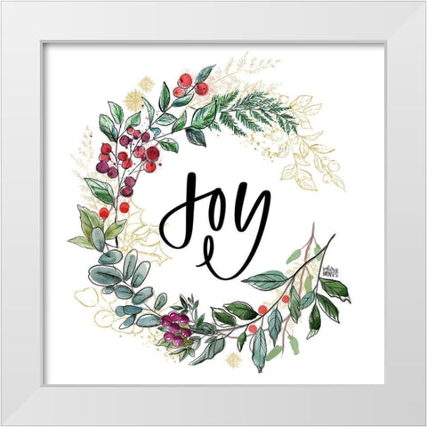Joy Wreath White Modern Wood Framed Art Print by Wieners, Valerie