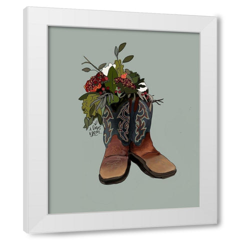 Boot Bouquet White Modern Wood Framed Art Print by Wieners, Valerie