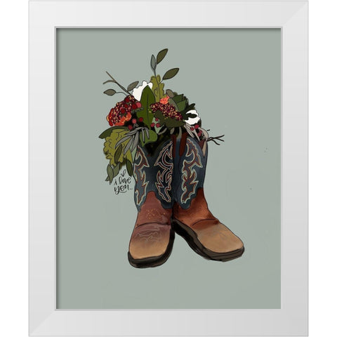 Boot Bouquet White Modern Wood Framed Art Print by Wieners, Valerie
