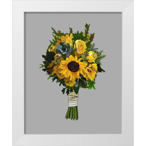 Sunflower Bouquet White Modern Wood Framed Art Print by Wieners, Valerie