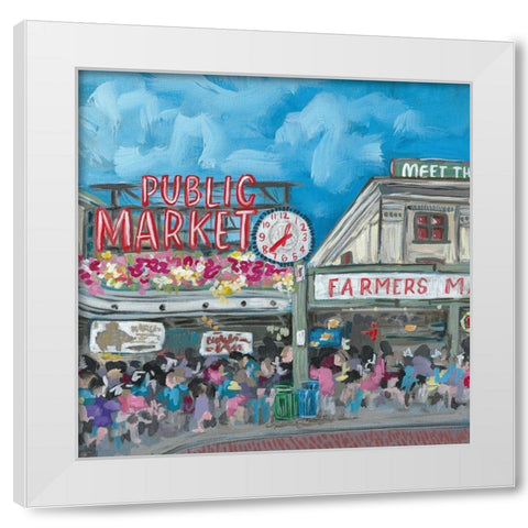 Seattle Market White Modern Wood Framed Art Print by Wieners, Valerie