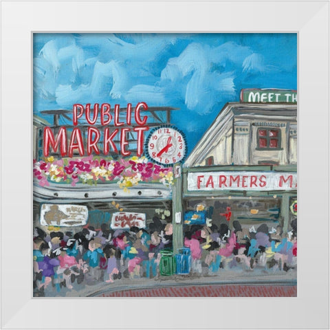 Seattle Market White Modern Wood Framed Art Print by Wieners, Valerie