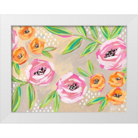 Cream Floral White Modern Wood Framed Art Print by Wieners, Valerie