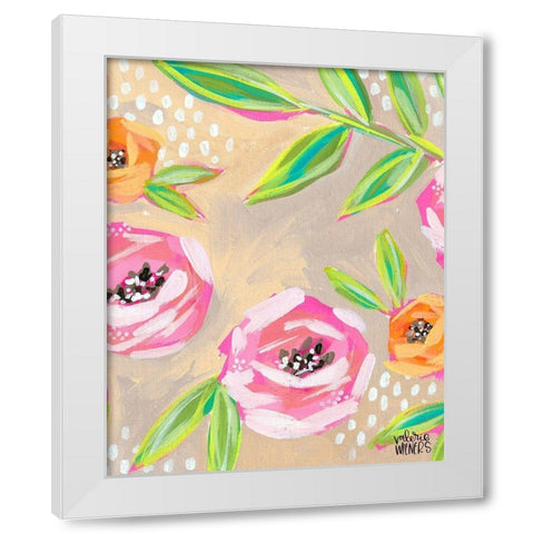 Playful Floral White Modern Wood Framed Art Print by Wieners, Valerie