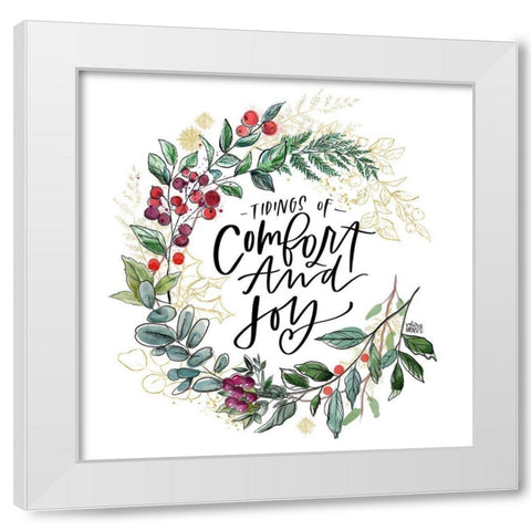 Comfort Joy Wreath White Modern Wood Framed Art Print by Wieners, Valerie