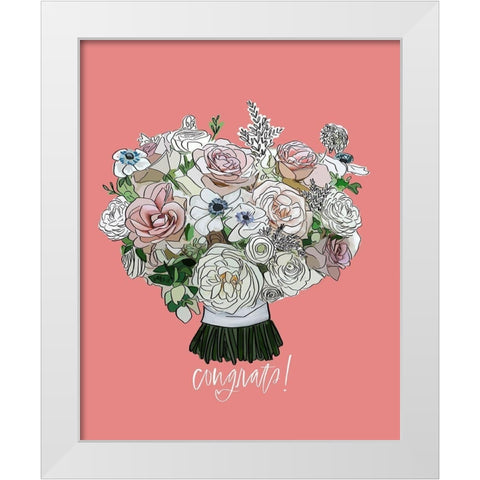Congrats Floral White Modern Wood Framed Art Print by Wieners, Valerie