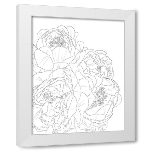 Flower Outline White Modern Wood Framed Art Print by Wieners, Valerie