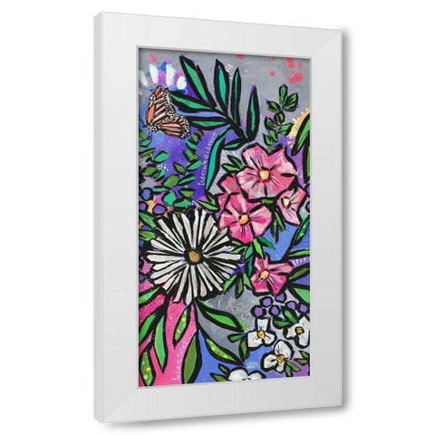 Hollyhocks White Modern Wood Framed Art Print by Wieners, Valerie