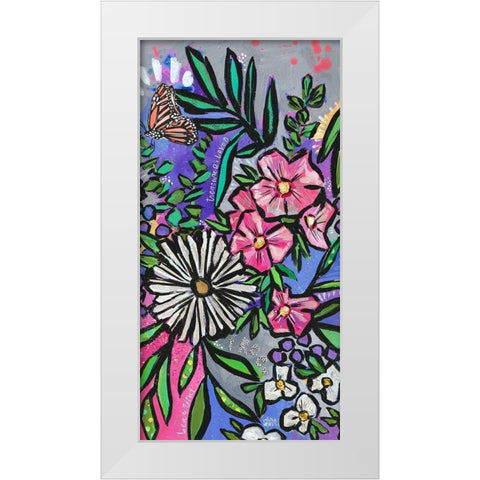 Hollyhocks White Modern Wood Framed Art Print by Wieners, Valerie
