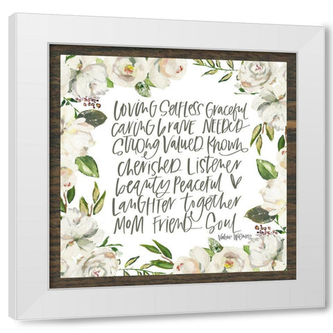 Mom Adjectives White Modern Wood Framed Art Print by Wieners, Valerie
