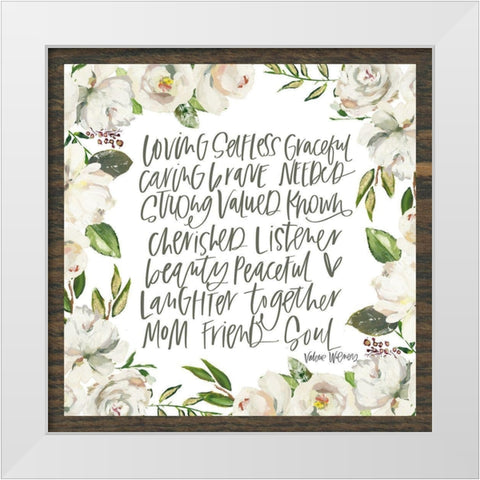 Mom Adjectives White Modern Wood Framed Art Print by Wieners, Valerie
