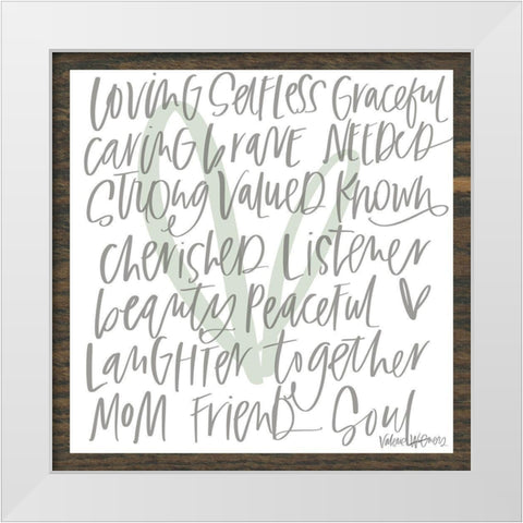Mom Adjectives White Modern Wood Framed Art Print by Wieners, Valerie